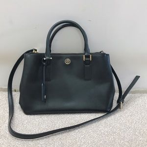 Tory Burch Black Robinson Double Zip Satchel
